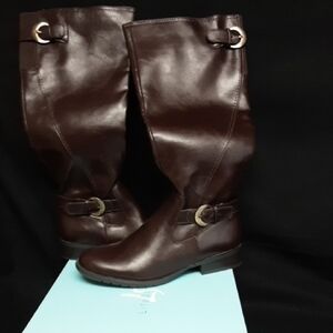 Elegant Brown Faux Leather Boots